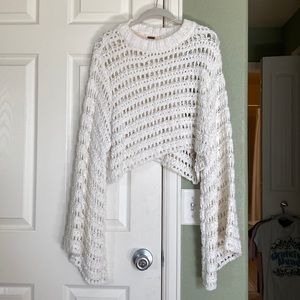 Free People white bell sleeve sweater